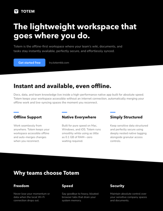 Totem brochure page 1